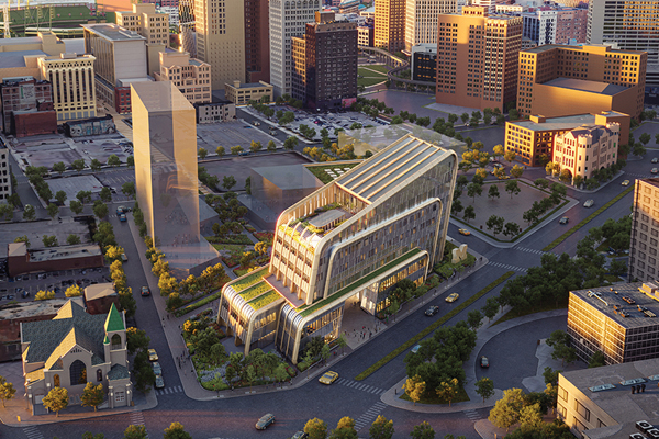 A rendering of the U-M Center for Innovation in Detroit